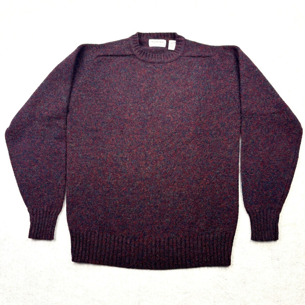 Vintage Brian MacNeil Mens Medium Wool Blend Sweater Burgundy Marled Tweed Knit